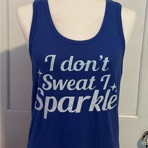 Chin Up Apparel Blue 'I Don't Sweat I Sparkle' Tank Top